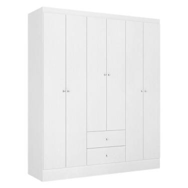 Imagem de Guarda Roupa Solteiro Astro 6 Portas 2 Gavetas Branco Rosa Flex Acetinado - THB