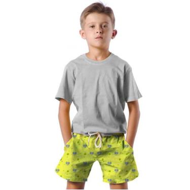 Imagem de Shorts Infantil Bermuda Calção Praia Verão Olhos Cartoon Esponja 203 -