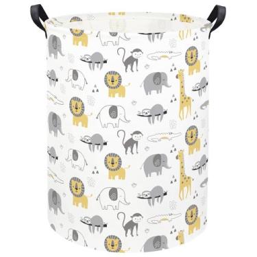 Imagem de Cesto de roupa suja TIBAOLOVER 40x50cm Animal Print Cinza