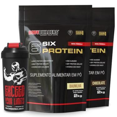 Imagem de Kit 2x 6 Six Protein Chocolate e Baunilha 2kg + Coqueteleira – Bodybuilders