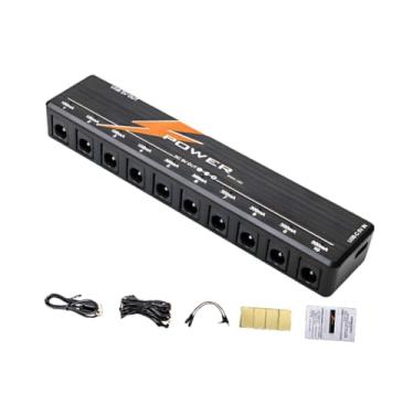 Imagem de harayaa Fonte de alimentação para pedal de guitarra Proteção contra curto-circuito para pedais de efeito de 9 V/12 V/18 V para músicos de performance, Preto
