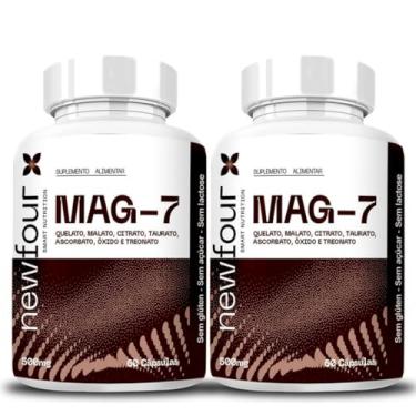 Imagem de Kit MAG-7 – Magnésio em 7 Formas | 500mg - 120 cáps - Quelato, Malato, Citrato, Taurato, Ascorbato, Óxido e Treonato - 2 Frascos