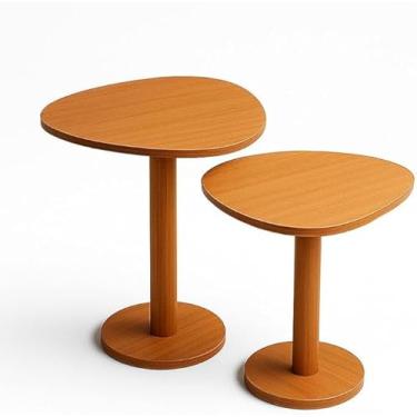 Imagem de Kit 2 Mesas Laterais de Canto Monopé com Tampo Orgânico Mel