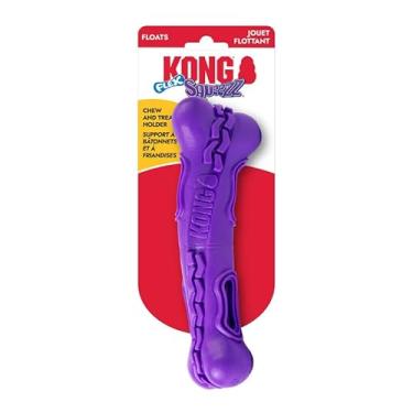 Imagem de KONG Squeezz Flex Bone – Suporte flexível para petiscos e mastigar para cães – Brinquedo interativo para cães para buscar, flutuar e viajar – comporta guloseimas, mastigáveis e bastões de bully (para