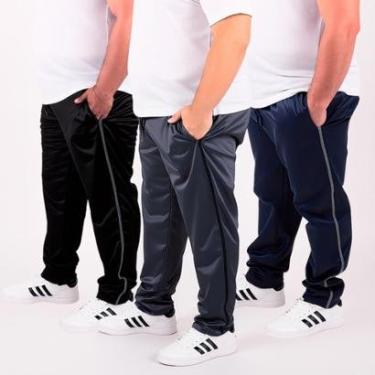 Imagem de Kit 3 Calça Masculina Plus Size Helanca Flanelada Tamanhos Grandes-Masculino