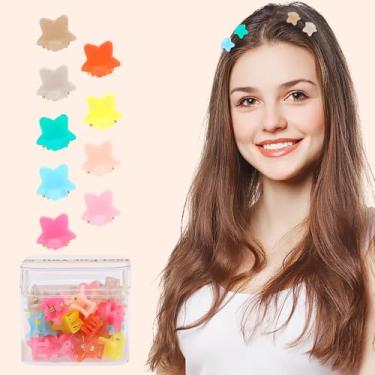 Imagem de 40 grampos de cabelo mini estrela para cabelo, mini garra de cabelo arcylic colorida geleia minúscula grampos de cabelo pequenos para mulheres franja decorativa fofa presilhas de cabelo com aderência