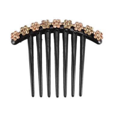 Imagem de 1 pente feminino em forma de flor para cabelo cacheado liso ondulado champanhe