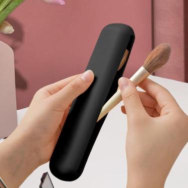 Imagem de Conjunto de pincéis de maquiagem para viagem com suporte de silicone portátil de cerdas macias estojo de armazenamento compacto para ferramentas de beleza em movimento