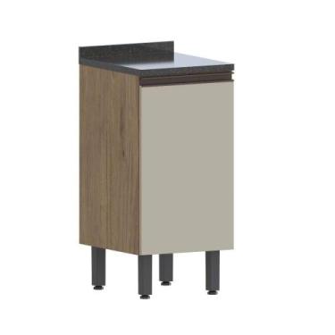 Imagem de Balcão de Madeira com Tampo 1 Porta Moderna Bertolini, Areia/Carvalho