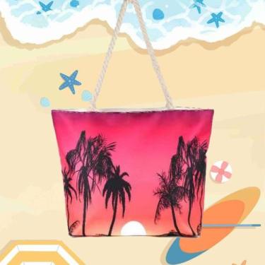 Imagem de Bolsa de Praia Feminina Grande de Ombro Verão Férias Alça de Corda - N