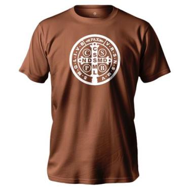 Imagem de Camiseta Católica Medalha De São Bento em Algodão Feminina E Masculina