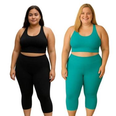 Imagem de Kit 2 Conjunto Calça Capri Top Plus Size Suplex GG Ao G5 - DiFerreira,