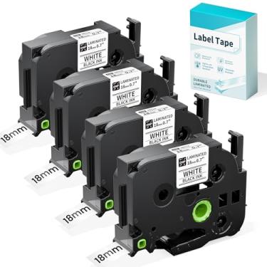 Imagem de EazeID Fita de etiqueta TZe-241 de 18 mm compatível com Brother P Touch Tze TZ Tape 18 mm 0,7 branco laminado TZe241 para etiquetadora PTouch PTD410 PT-D400 PT-D610BT PTD600, 3/4 polegadas preto sobre