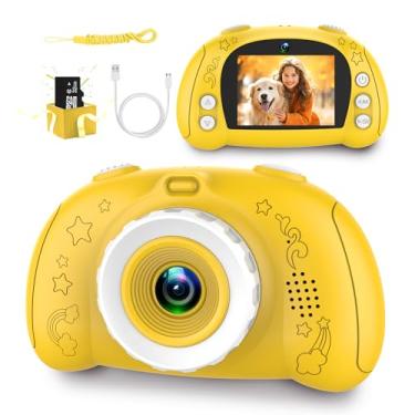 Imagem de Câmera infantil para crianças de 3 a 12 anos, câmera digital infantil com cartão SD 32G, câmera infantil com tela de 6 cm para crianças no aniversário, Natal (amarelo)