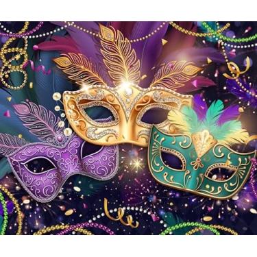 Imagem de ZJRBJB Máscara de 3 x 2,4 m, decoração de carnaval, cenário colorido, baile de máscaras veneziano, dança, show mágico, escola, formatura, revelação de gênero, festa de aniversário, chá de bebê, cabine