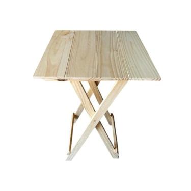 Imagem de Mesa Dobrável Madeira Pinus Natural para Varanda, Jardim, Camping e Área Gourmet – Compacta e Prática