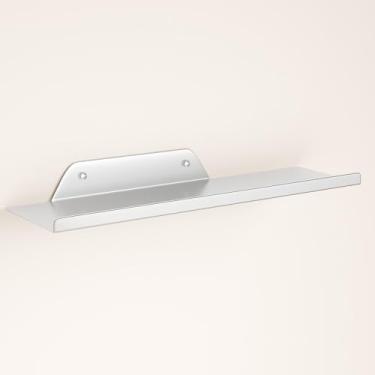 Imagem de dancrul Prateleira flutuante para parede, prateleira de metal fora do centro para decoração, prateleira de parede moderna para armazenamento com bordo, prateleira suspensa para sala de estar, quarto