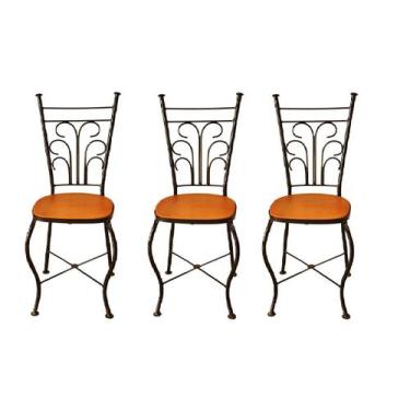 Imagem de Cadeira de Jantar Para Mesa de chá Conjunto com 3 Estilo Industrial Ru