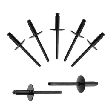 Imagem de Antrader Rebites cegos, rebites pop de aço inoxidável de 3/40.6 cm x 1/5.1 cm, 50 peças de rebites de extremidade aberta de tampa grande para bricolagem/casa/reparos automotivos, todos pretos