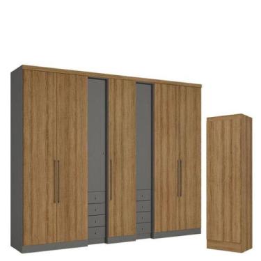 Imagem de Guarda Roupa Casal Absolut Plus 7 Portas Grafite Almendra E Multiuso S