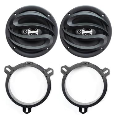 Imagem de Seventour Alto-falantes de porta de áudio automotivo de 3 vias (par) de 16,5 cm para Toyota Tacoma/Camry/RAV4/Prius, potência máxima de 300 watts, com adaptadores e arnês, alcance total, coaxial, som