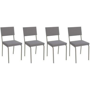 Imagem de Cadeira De Cozinha Zaria 2c128 Kit 4 Un Niquel Cinza A050 Suede Suede