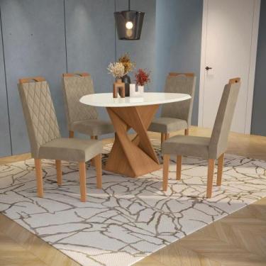 Imagem de Conjunto Sala De Jantar Luna Kappesberg 4 Cadeiras Veludo Bege