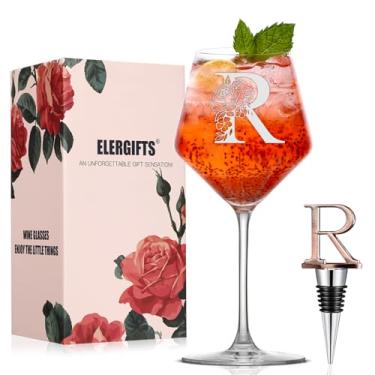 Imagem de Presentes personalizados para mulheres, monograma, taça de vinho A-Z, presente personalizado com rolha de vinho, presentes exclusivos de aniversário de Natal para mulheres, mãe, amiga, irmã, esposa