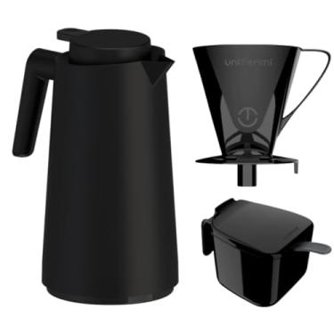 Imagem de Kit Garrafa Térmica 1L VerCelli + Suporte Porta Filtro de Café 102/103 + Açucareiro com Colher 350 ML (PRETA)
