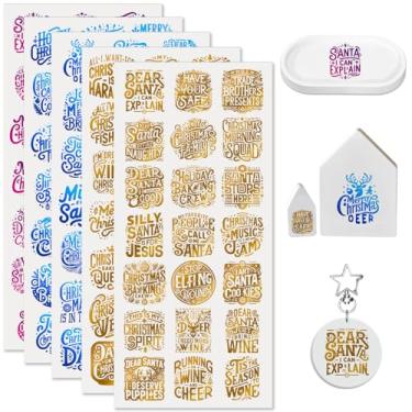 Imagem de Elewins Envoltório UV DTF - 105 folhas de Natal UV DTF Cup Wrap para canecas chaveiro de vidro, decalques DIY para copos, esfregar à prova d'água em transferências para artesanato (citações coloridas)