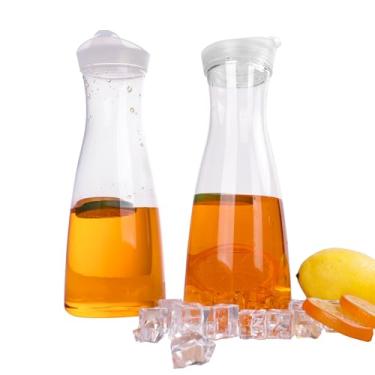 Imagem de WELKOR Garrafa de água de plástico de 992 g/1,445 g com tampa flip, recipientes de suco de base redonda para Mimosa Bar – Jarra de bebida à prova de vazamento sem BPA para armazenamento de água, chá