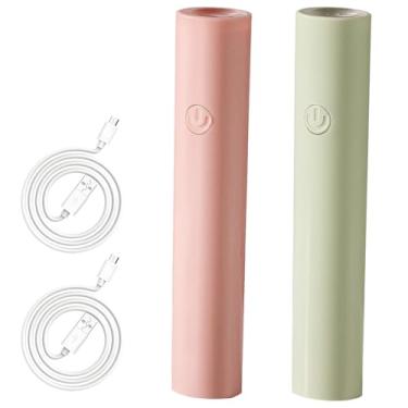 Imagem de Mini secador de unhas LED UV para esmalte de gel, pacote com 2 lâmpadas de secagem rápida sem fio, luz portátil recarregável para casa e viagens