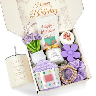 Imagem de EVERMOW Presentes de aniversário para mulheres, presentes de feliz aniversário para mulheres, irmã, melhor amiga, esposa, namorada, colega de trabalho, conjunto de canecas de palha de aço inoxidável