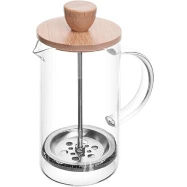 Imagem de Prensa Francesa de Vidro Borossilicato com Tampa de Bambu, Cafeteira Manual, Capacidade 600ml