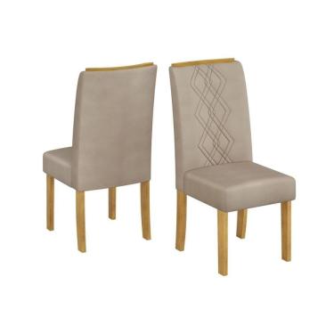 Imagem de Cadeira Sala De Jantar Ayla Kit 2 Un Freijo-suede Creme - Dj Móveis