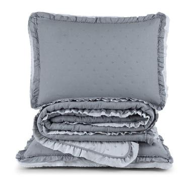 Imagem de Colcha Alice 200 Fios King 03 Peças 100% Poliéster - Cinza