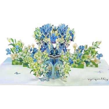 Imagem de TaNoTool Cartão pop-up Sympathy 3D flores e borboletas, cartão de condolências de papel feito à mão com cartão de notas e envelope, grande cartão pop-up para perda de um ente querido, mãe, pai, amigo