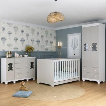 Imagem de Quarto de Bebê Completo com Berço Americano 3 em 1 Ternura Multimóveis Mp4659 Branco/off White