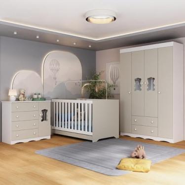 Imagem de Quarto de Bebê Completo com Berço Americano 3 em 1 Doçura Multimóveis Mp4646 Branco/off White