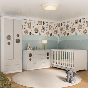 Imagem de Quarto de Bebê Completo com Berço Americano 3 em 1 Pirulito Multimóveis Mp4625 Branco/off White