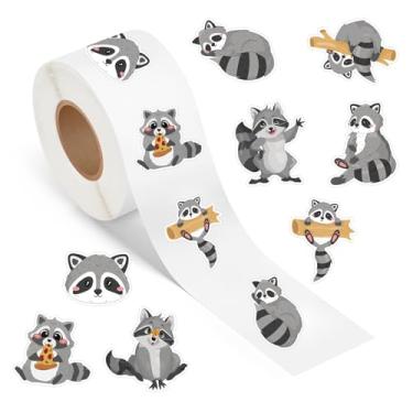 Imagem de 500 adesivos fofos de guaxinim rolam desenhos animados autoadesivos de vinil à prova d'água para decorações de festa de aniversário, suprimentos, lembrancinhas, scrapbook, envelopes, selos, artesanato