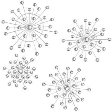 Imagem de Arte de parede de metal, 4 peças, decoração de floco de neve de ferro, enfeite de cristal revestido de pérola prateada, design moderno de irradiação para sala de estar, quarto, entrada para pendurar