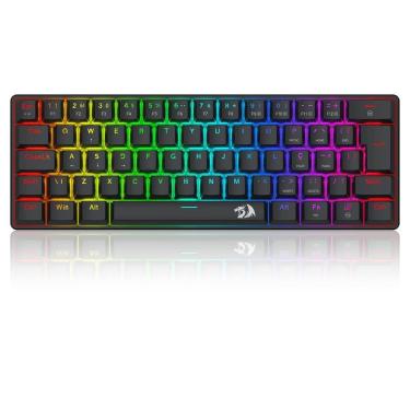Imagem de Teclado Mecanico Redragon Jax, Rainbow, ABNT2, Switch Marrom, Preto