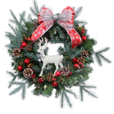 Imagem de Guirlanda Artesanal Rena Natalina Laço Vermelho