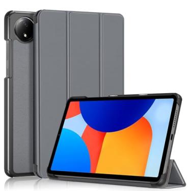 Imagem de DINGGUAGUA Capa compatível com Xiaomi Redmi Pad SE 22.1 cm 2024, leve, com três dobras, suporte, capa inteligente fina, cinza