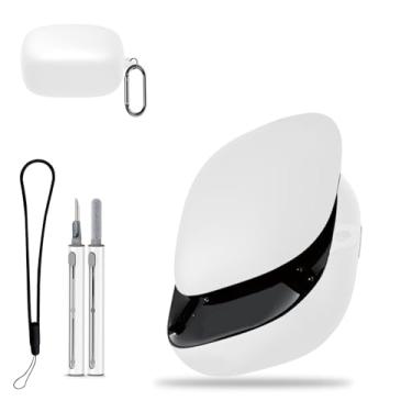 Imagem de Capa para Anker Soundcore Liberty 5, capa protetora com kit de limpeza, capa protetora de silicone macio, acessórios para cordão e chaveiro, impermeável, à prova de poeira, branca