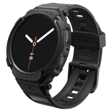 Imagem de Spigen Capa Rugged Armor Pro projetada para Samsung Galaxy Watch 8 de 44 mm com capa protetora de TPU com alça (2025) - preto fosco