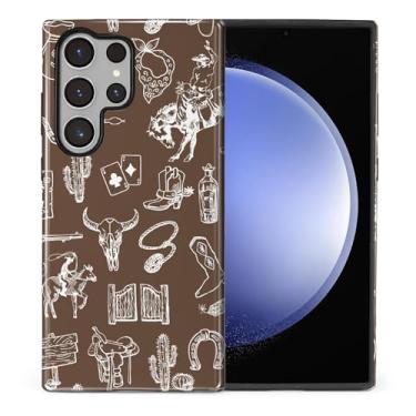 Imagem de Flivro Capa para Samsung Galaxy S23 Ultra, capa rígida 2 em 1 PC e amortecedor interno de silicone, antiarranhões, à prova de choque, design fino, colagem caubói ocidental