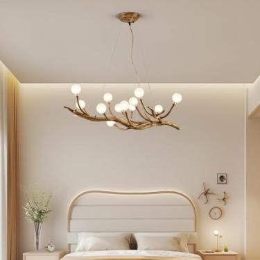 Imagem de Lustre pendente criativo em estilo Wabi Sabi do Sudeste Asiático para restaurante, arte de chá, janela, bar, decoração vintage (12 lâmpadas)