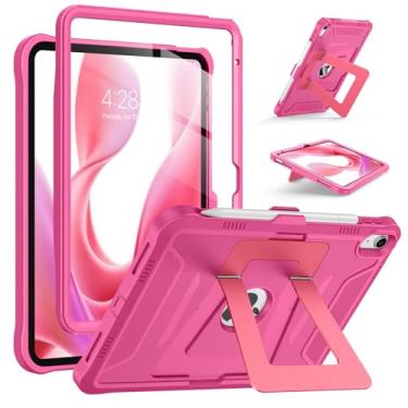 Imagem de Supveco Capa para iPad (A16) 11ª geração 28 polegadas 2025, iPad 10ª geração 10,9 polegadas 2022, capa protetora robusta de corpo inteiro com protetor de tela integrado, suporte duplo, rosa choque